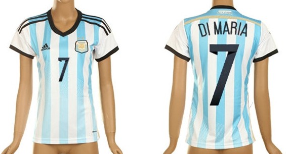 2014 World Cup Argentina #7 Di Maria Home Soccer AAA+ T-Shirt_Womens