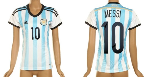 2014 World Cup Argentina #10 Messi Home Soccer AAA+ T-Shirt_Womens