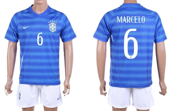 2014 World Cup Brazil #6 Marcelo Away Soccer Shirt Kit