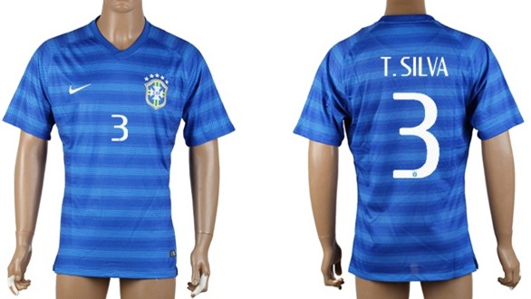 2014 World Cup Brazil #3 T.Silva Away Soccer AAA+ T-Shirt