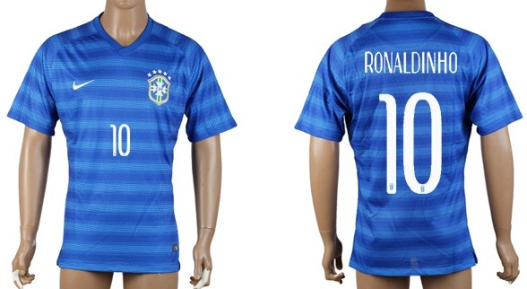 2014 World Cup Brazil #10 Ronaldinho Away Soccer AAA+ T-Shirt