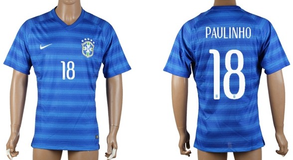 2014 World Cup Brazil #18 Paulinho Away Soccer AAA+ T-Shirt
