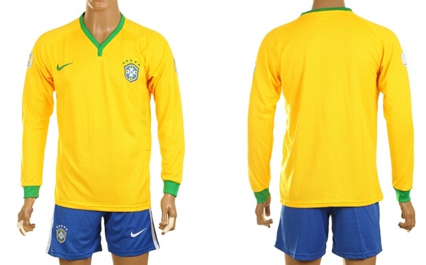 2014 World Cup Brazil Blank (or Custom) Home Long Sleeve Shirt Kit