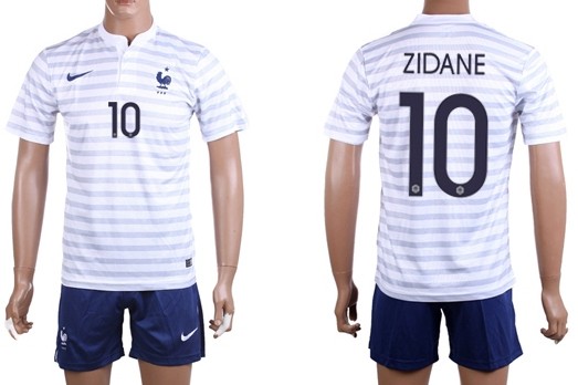 2014 World Cup France #10 Zidane Away Soccer Shirt Kit