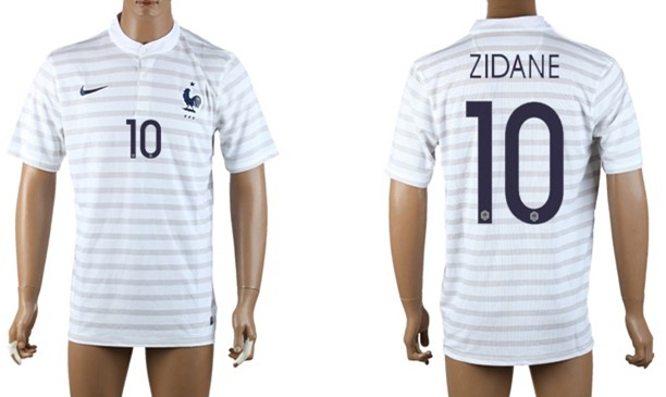 2014 World Cup France #10 Zidane Away Soccer AAA+ T-Shirt