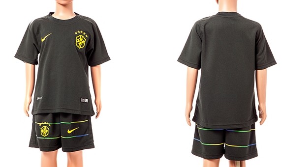2014 World Cup Brazil Blank (or Custom) Second Away Black Soccer Shirt Kit_Kids