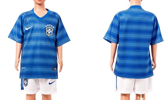 2014 World Cup Brazil Blank (or Custom) Away Soccer Shirt Kit_Kids