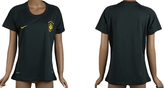2014 World Cup Brazil Blank (or Custom) Second Away Black Soccer AAA+ T-Shirt_Womens