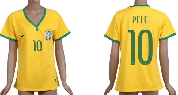 2014 World Cup Brazil #10 Pele Home Soccer AAA+ T-Shirt_Womens