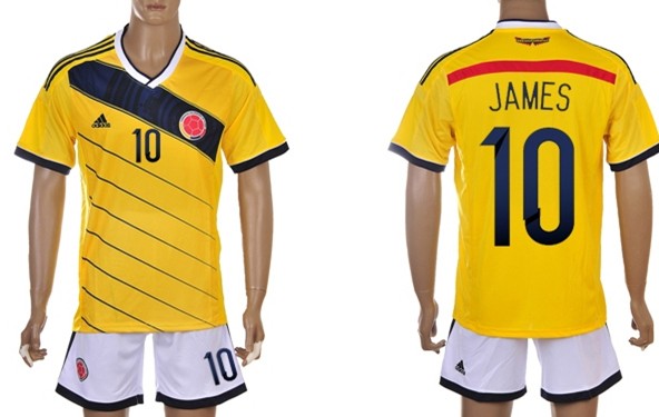 2014 World Cup Columbia #10 James Home Soccer Shirt Kit