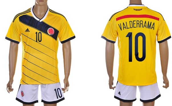2014 World Cup Columbia #10 Valderrama Home Soccer Shirt Kit