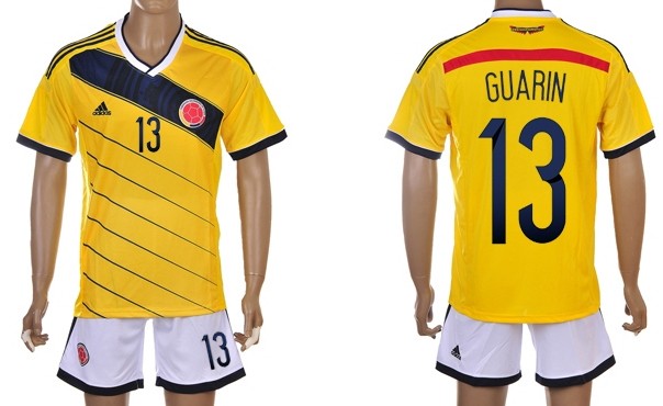 2014 World Cup Columbia #13 Guarin Home Soccer Shirt Kit