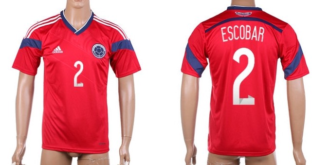 2014 World Cup Columbia #2 Escobar Away Soccer AAA+ T-Shirt