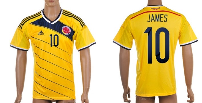 2014 World Cup Columbia #10 James Home Soccer AAA+ T-Shirt