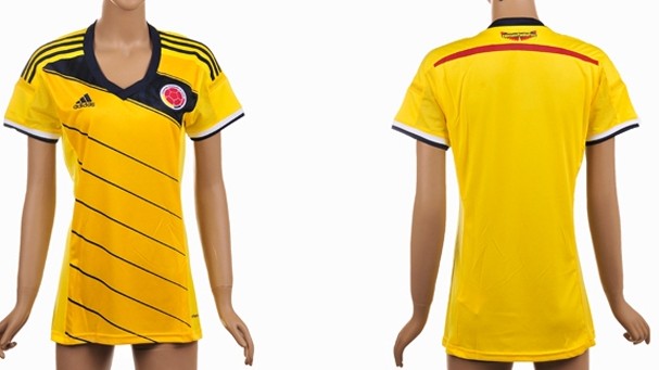 2014 World Cup Columbia Blank (or Custom) Home AAA+ T-Shirt_Womens