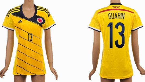 2014 World Cup Columbia #13 Guarin Home AAA+ T-Shirt_Womens