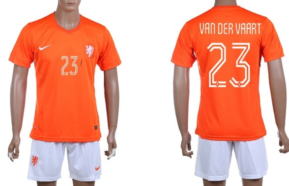 2014 World Cup Holland #23 Van Der Vaart Home Soccer Shirt Kit