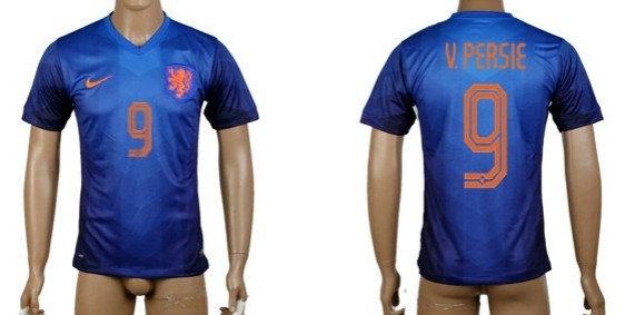 2014 World Cup Holland #9 v.Persie Away Soccer AAA+ T-Shirt