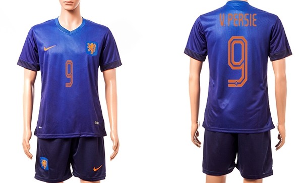 2014 World Cup Holland #9 v.Persie Away Soccer Shirt Kit