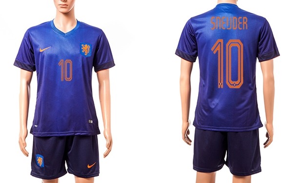 2014 World Cup Holland #10 Sneijder Away Soccer Shirt Kit