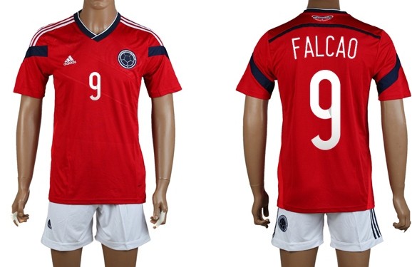 2014 World Cup Columbia #9 Falcao Away Soccer Shirt Kit