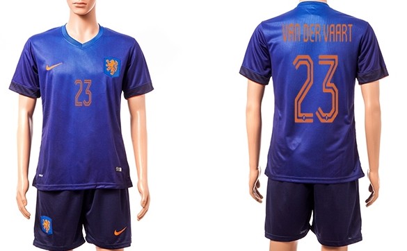 2014 World Cup Holland #23 Van Der Vaart Away Soccer Shirt Kit