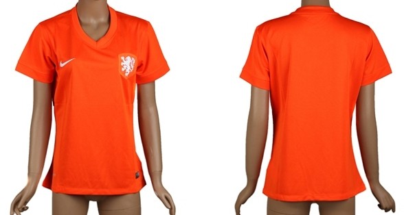 2014 World Cup Holland Blank (or Custom) Home Soccer AAA+ T-Shirt_Womens