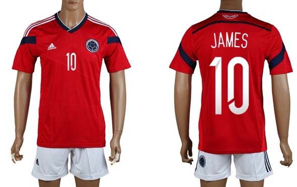 2014 World Cup Columbia #10 James Away Soccer Shirt Kit
