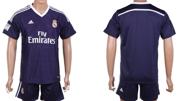 2014/15 Real Madrid Blank (or Custom) Away Blue Soccer Shirt Kit
