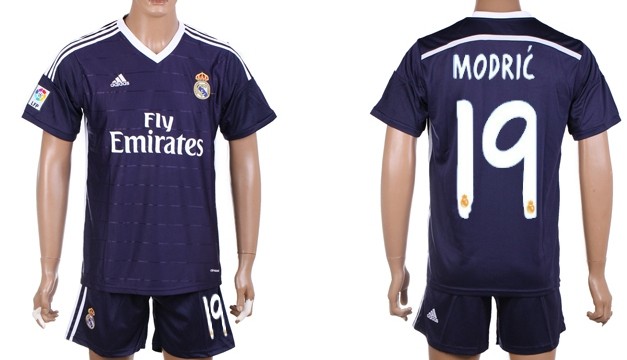 2014/15 Real Madrid #19 Modric Away Blue Soccer Shirt Kit