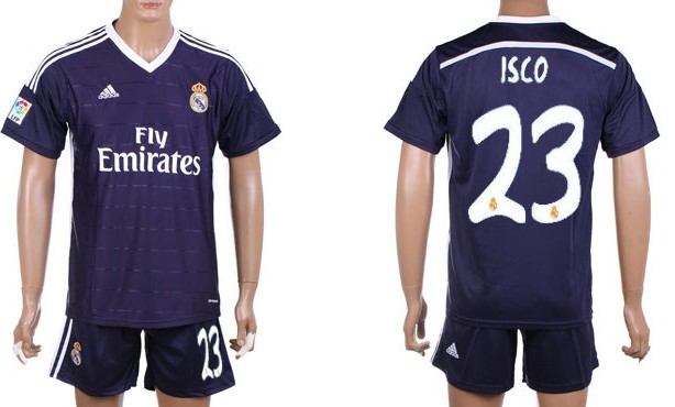 2014/15 Real Madrid #23 Isco Away Blue Soccer Shirt Kit