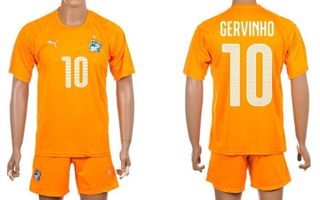 2014 World Cup Cote d'Ivoire #10 Gervinho Home Soccer Shirt Kit