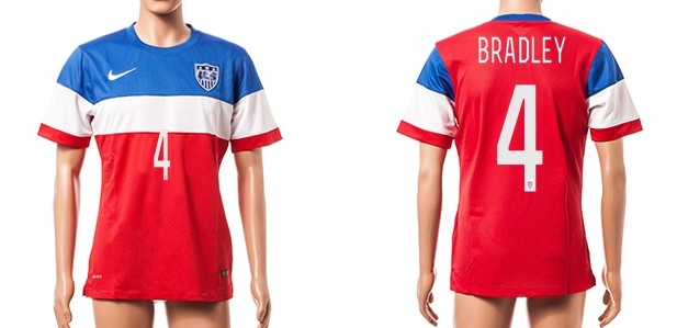 2014 World Cup USA #4 Bradley Away Soccer AAA+ T-Shirt