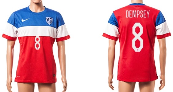 2014 World Cup USA #8 Dempsey Away Soccer AAA+ T-Shirt