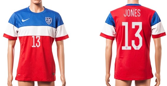 2014 World Cup USA #13 Jones Away Soccer AAA+ T-Shirt