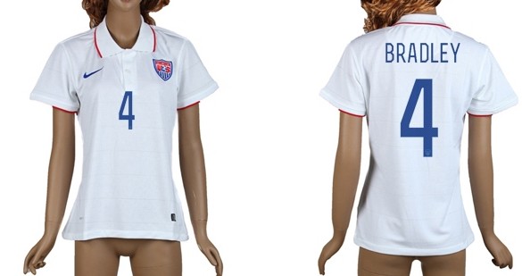 2014 World Cup USA #4 Bradley Home Soccer AAA+ T-Shirt_Womens