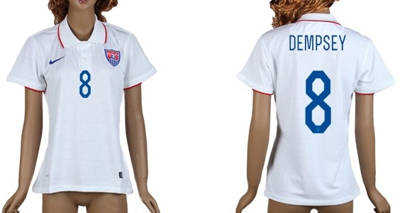 2014 World Cup USA #8 Dempsey Home Soccer AAA+ T-Shirt_Womens