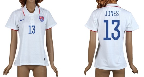 2014 World Cup USA #13 Jones Home Soccer AAA+ T-Shirt_Womens