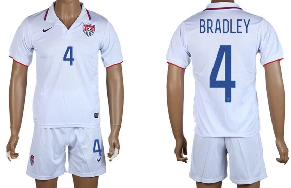 2014 World Cup USA #4 Bradley Home Soccer Shirt Kit