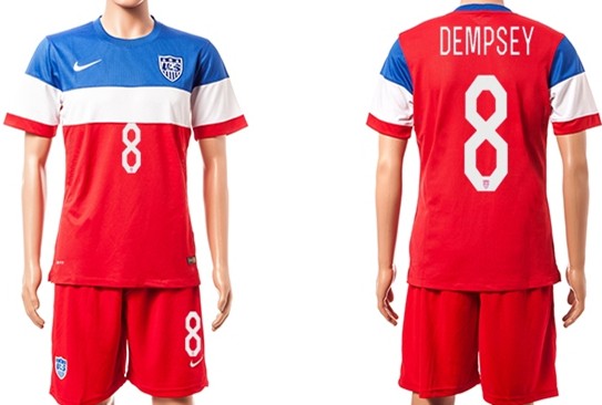 2014 World Cup USA #8 Dempsey Away Soccer Shirt Kit