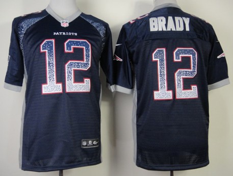 Nike New England Patriots #12 Tom Brady 2013 Drift Fashion Blue Elite Jersey