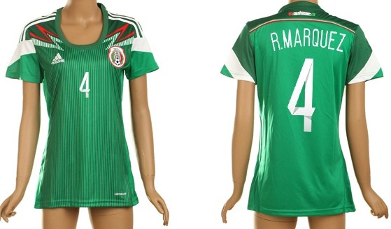2014 World Cup Mexico #4 R.Marquez Home Soccer AAA+ T-Shirt_Womens