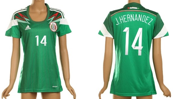2014 World Cup Mexico #14 Chicharito Home Soccer AAA+ T-Shirt_Womens