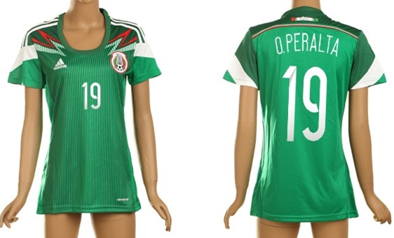 2014 World Cup Mexico #19 O.Peralta Home Soccer AAA+ T-Shirt_Womens