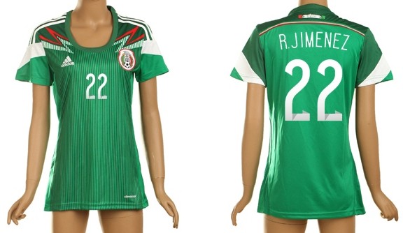 2014 World Cup Mexico #22 R.Jimenez Home Soccer AAA+ T-Shirt_Womens