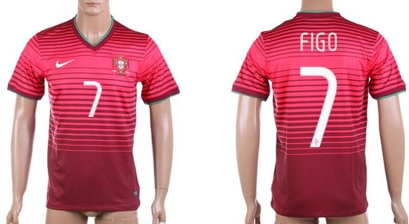2014 World Cup Portugal #7 Figo Home Soccer AAA+ T-Shirt