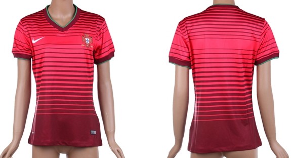 2014 World Cup Portugal Blank (or Custom) Home Soccer AAA+ T-Shirt_Womens