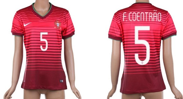 2014 World Cup Portugal #5 F.Coentrao Home Soccer AAA+ T-Shirt_Womens