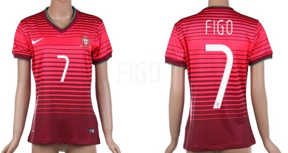 2014 World Cup Portugal #7 Figo Home Soccer AAA+ T-Shirt_Womens