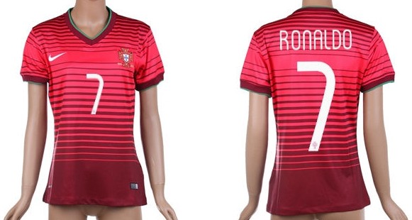2014 World Cup Portugal #7 Ronaldo Home Soccer AAA+ T-Shirt_Womens